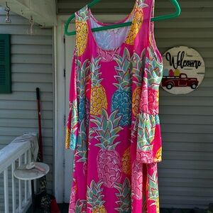 Simply Southern Pink Pineapple Print Midi Dress